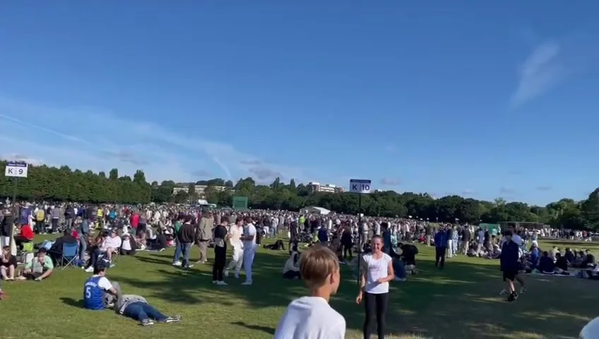 A large crowd at an outdoor festival catered by Kreamy Delights